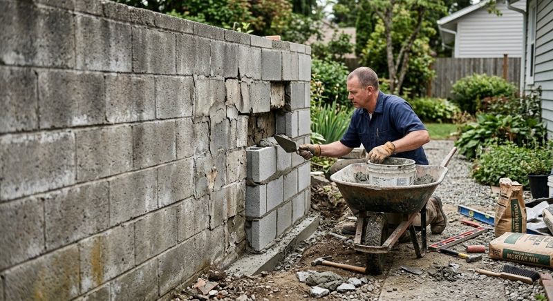 Cinder Block Wall Repair in Belleville, MI