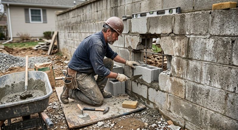Cinder Block Wall Repair in Dexter, MI