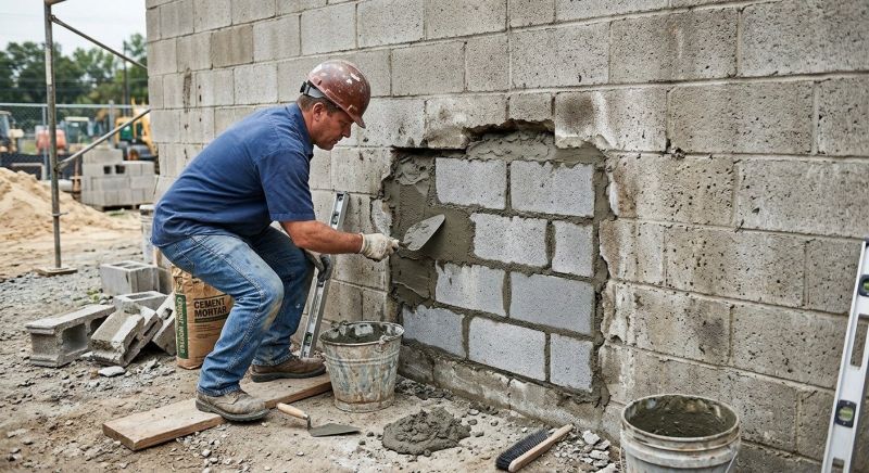 Cinder Block Wall Repair in Lake Orion, MI