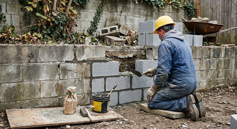 Cinder Block Wall Repair in New Boston, MI