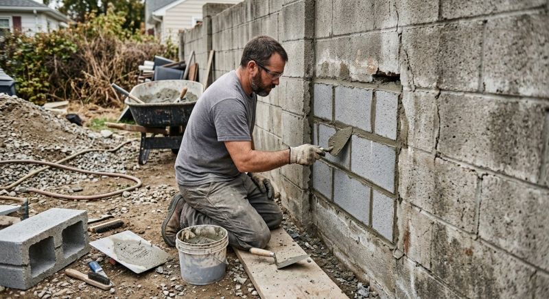 Cinder Block Wall Repair in Redford, MI