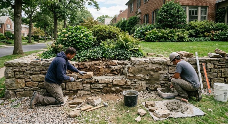 Stone Wall Repair in Huntington Woods, MI
